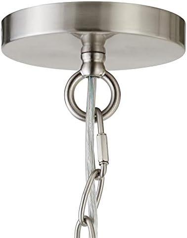 Henn&Hart 11" Wide Pendant with Glass Shade in Brushed Nickel/Clear, Pendant, Flush Mount Ceiling Light Fixture for Kitchen, Living Room