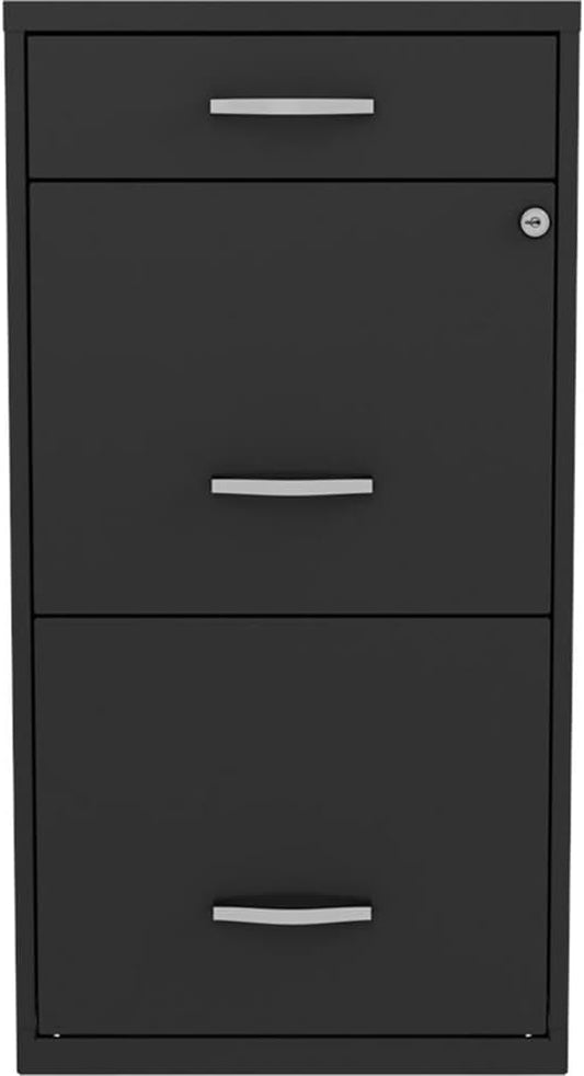 Pemberly Row 18" 3-Drawer Modern Metal Organizer File Cabinet in Black