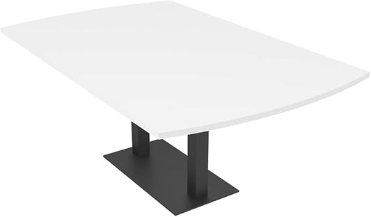 SKUTCHI DESIGNS INC. 6 Person Arc Rectangle Conference Table | Matte Black Square Metal Base | Harmony Series Meeting Tables for Offices, Training Rooms, and Homes | White – 6 Ft