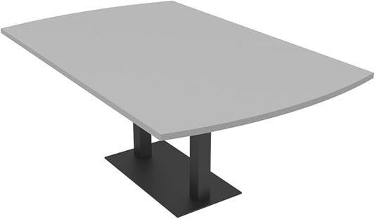 SKUTCHI DESIGNS INC. 6 Person Arc Rectangle Conference Table | Matte Black Square Metal Base | Harmony Series Meeting Tables for Offices, Training Rooms, and Homes | Light Grey – 6 Ft