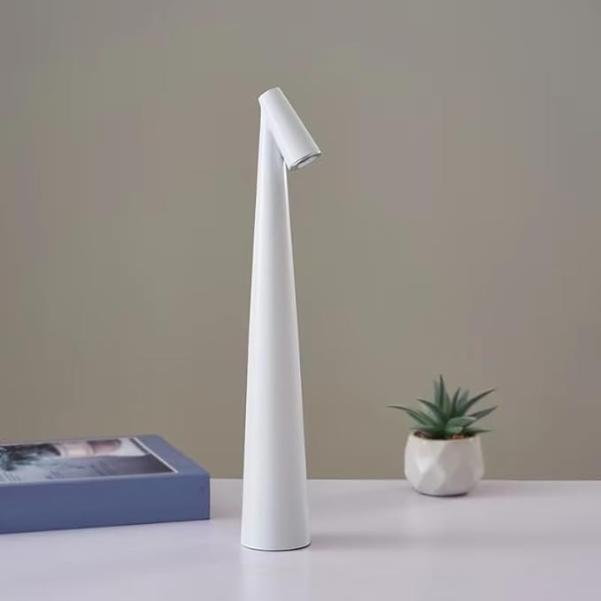 Portable LED Table Lamp With Touch Sensor, 3-Levels Brightness Metal Desk Light, 3 Color Touch Control Rechargeable Night Light for Bedside and Dining Room (White)