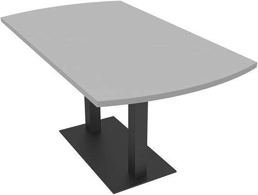 SKUTCHI DESIGNS INC. 6 Person Arc Rectangle Conference Table | Matte Black Metal T-Bases | Harmony Series Meeting Tables for Offices, Training Rooms, and Homes | Light Grey - 48X72