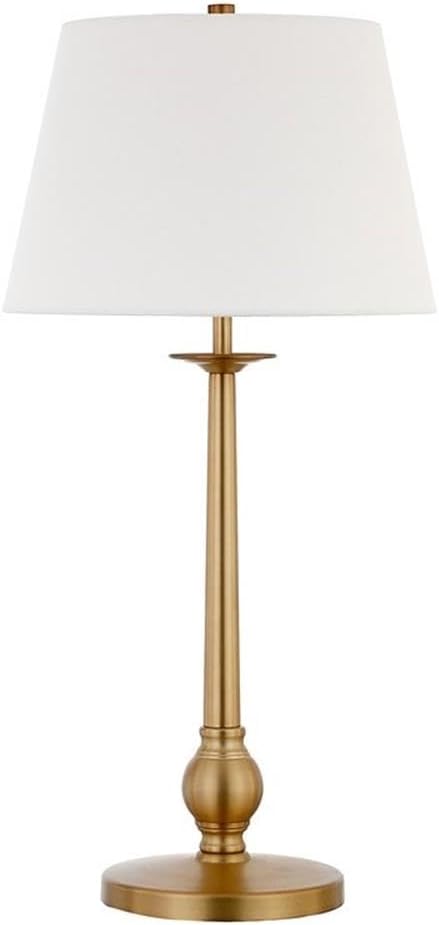 Wilmer 28" Tall Table Lamp with Fabric Shade in Brass/White