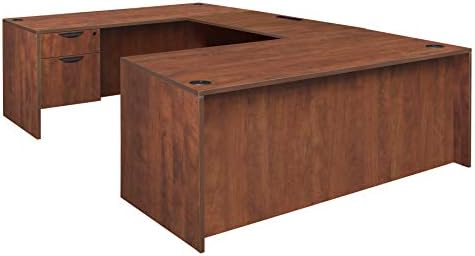 Regency U-Desk Legacy Double Pedestal, 47", Cherry