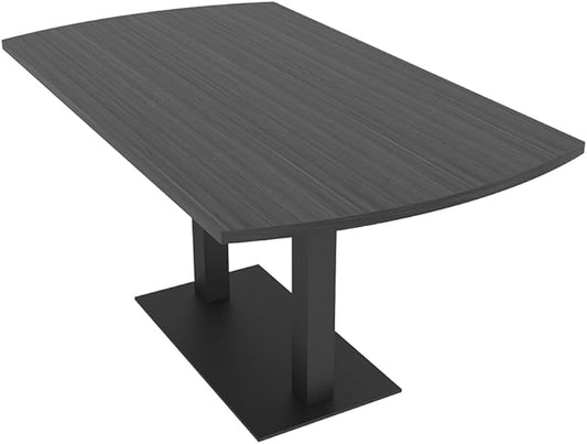 SKUTCHI DESIGNS INC. 6 Person Arc Rectangle Conference Table | Matte Black Metal T-Bases | Harmony Series Meeting Tables for Offices, Training Rooms, and Homes | Asian Night - 48X72