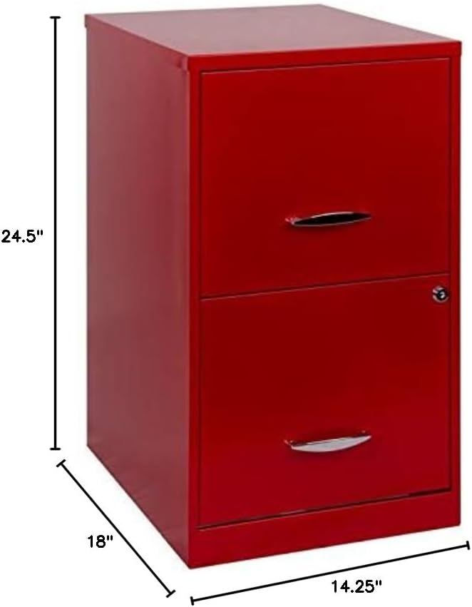 Pemberly Row 18" 2-Drawer Modern Metal File Cabinet in Lava Red