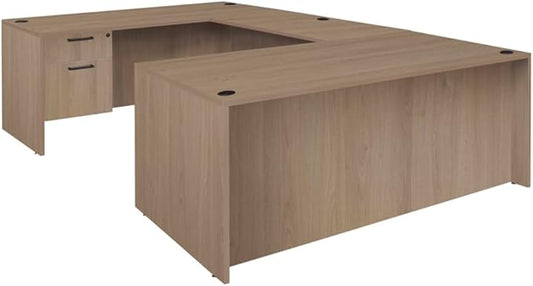 Regency Legacy 71 x 35 in. U Desk with Double Pedestal & 47 in. Bridge- Noble Oak