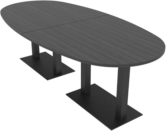 SKUTCHI DESIGNS INC. 8-Foot Conference Table with Matte Black Bases | Boat Oval Shape| Harmony Series | 8 Person | Asian Night