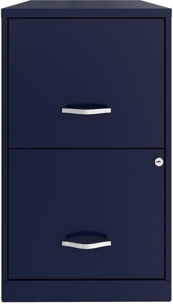 Pemberly Row 18" Modern Metal File Cabinet with 2 Drawers in Navy
