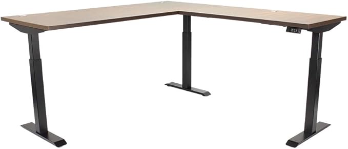 Lift It, Electric Sit Stand Height Adjustable 72"x24" I 48"x24" L-Shape Office Desk Office or Home, Dual Motor, 4 Memory Digital Control with USB Charging, Walnut Block Top, Black Frame