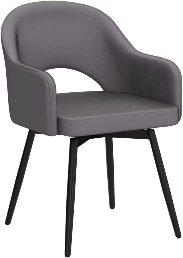 DUOMAY Swivel Dining Chair Set of 2, Velvet Upholstered Side Chair Modern Accent Guest Chair Home Office Desk Chair with No Wheels for Dining Room Living Room Office, Grey