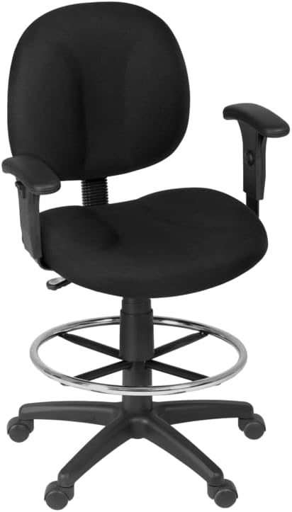 Romig Comfort Series Swivel Fabric Computer Task Chair with Adjustable Arms & Drafting Kit - Black