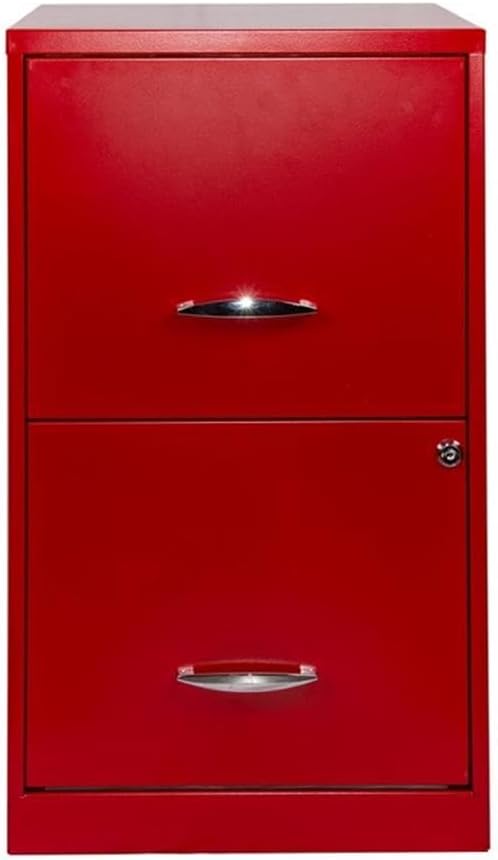Pemberly Row 18" 2-Drawer Modern Metal File Cabinet in Lava Red