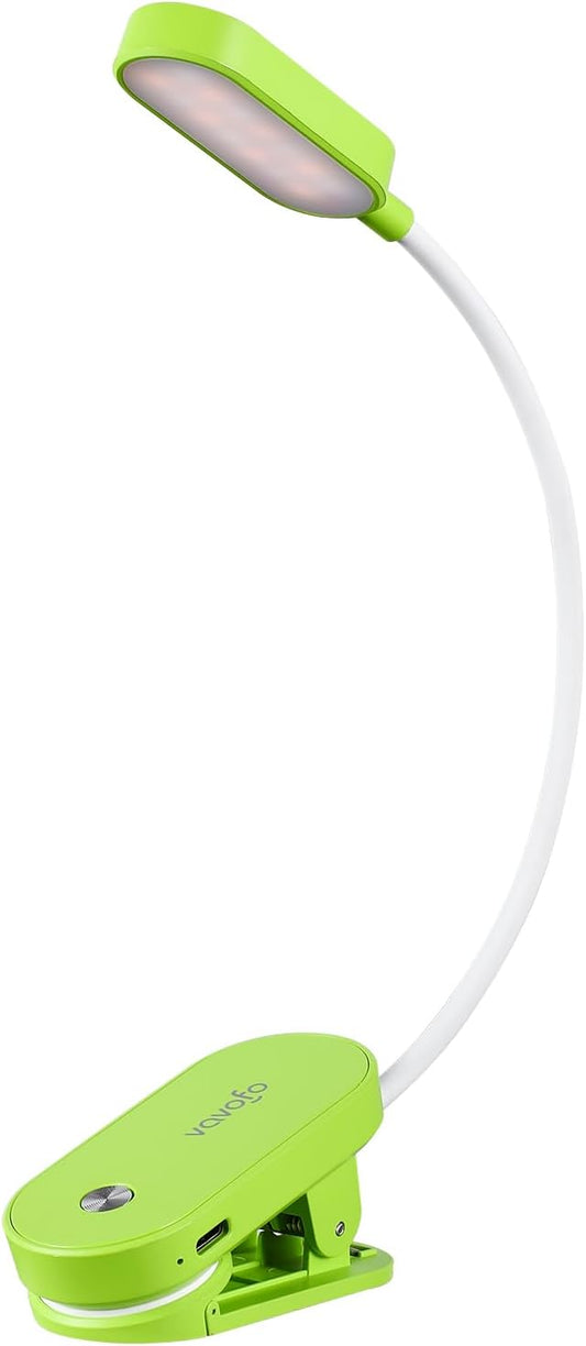 VAVOFO Rechargeable Book Light, 14 LEDs Eye Care Clip On Amber Reading Light for Bookworms Reading in Bed with 9 Colors 9 Brightness (Green)