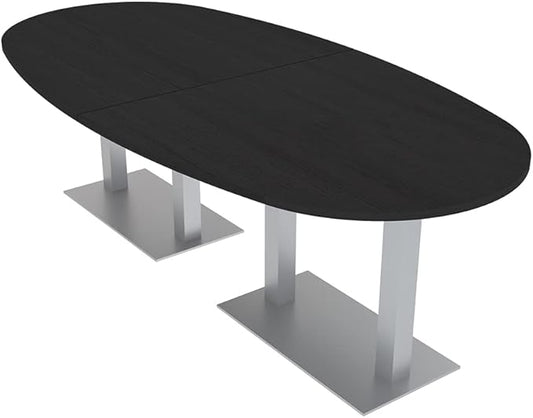 SKUTCHI DESIGNS INC. 8-Foot Conference Table with Metal Bases | Boat Oval Shape| Harmony Series | 8 Person | Black Cypress