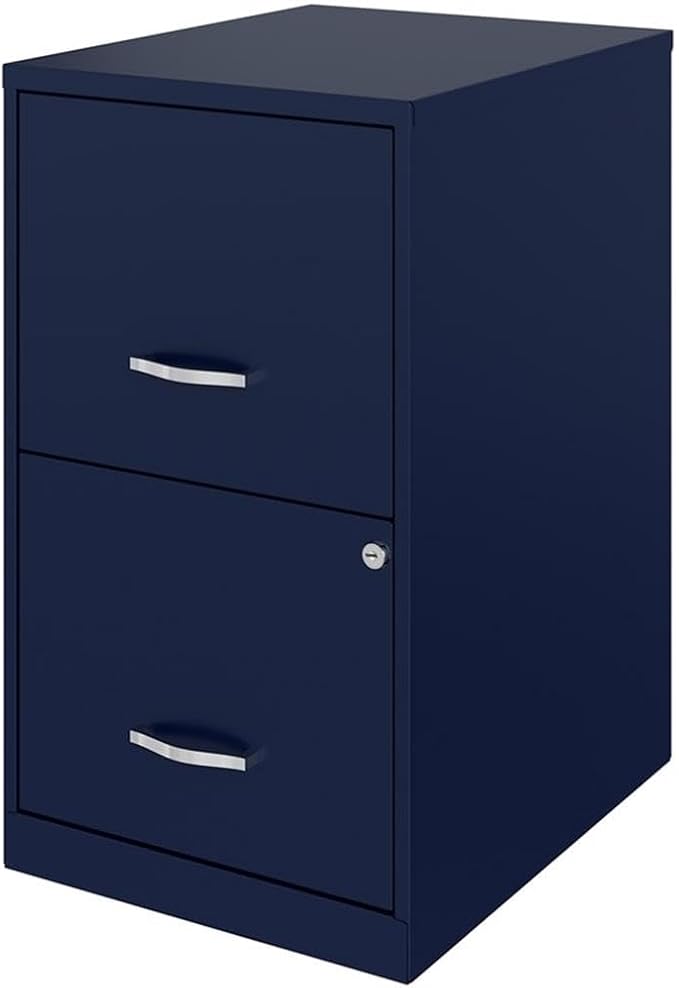 Pemberly Row 18" Modern Metal File Cabinet with 2 Drawers in Navy