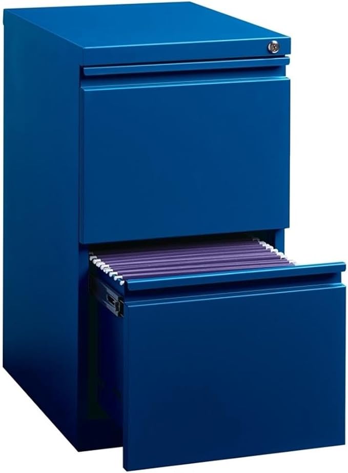 Pemberly Row 20" 2-Drawer Modern Metal Mobile Pedestal File Cabinet in Blue