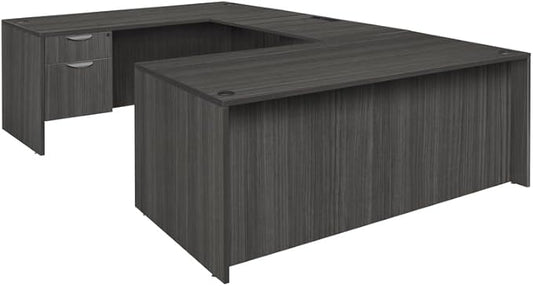 Regency Legacy 71 x 35 in. U Desk with Single Pedestal Drawer Unit- Ash Grey