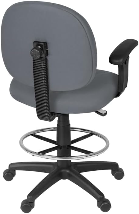Romig Comfort Series Swivel Fabric Computer Task Chair with Adjustable Arms & Drafting Kit -Grey