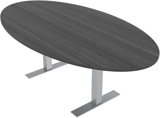 SKUTCHI DESIGNS INC. 6 Person Oval Conference Table with Metal T Bases | Harmony Series | 4'X7' | Asian Night