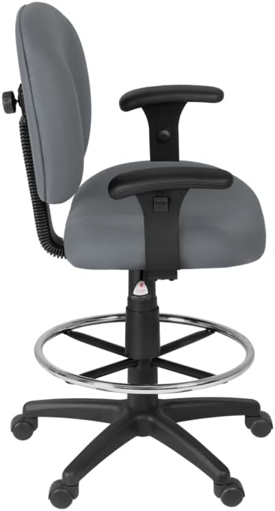 Romig Comfort Series Swivel Fabric Computer Task Chair with Adjustable Arms & Drafting Kit -Grey