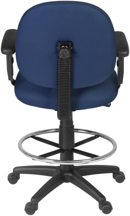 Romig Comfort Series Swivel Fabric Computer Task Chair with Adjustable Arms & Drafting Kit - Navy Blue