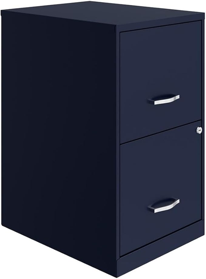 Pemberly Row 18" Modern Metal File Cabinet with 2 Drawers in Navy