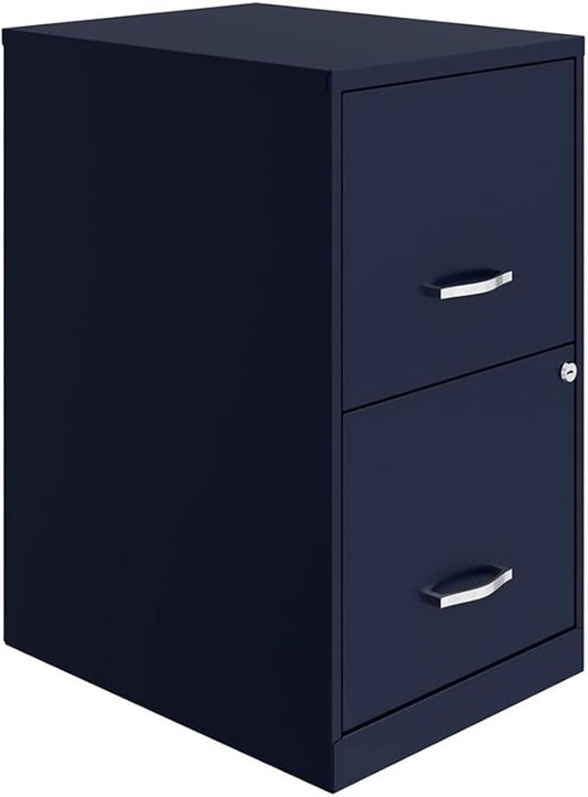 Pemberly Row 18" Modern Metal File Cabinet with 2 Drawers in Navy