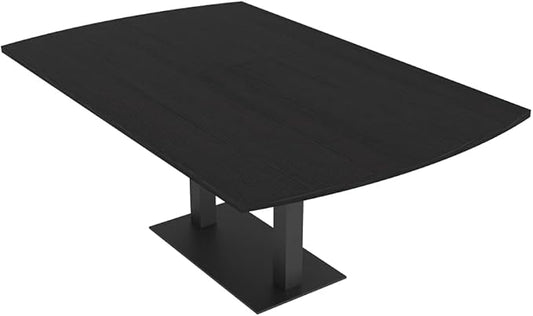 SKUTCHI DESIGNS INC. 6 Person Arc Rectangle Conference Table | Matte Black Square Metal Base | Harmony Series Meeting Tables for Offices, Training Rooms, and Homes | Black Cypress – 6 Ft
