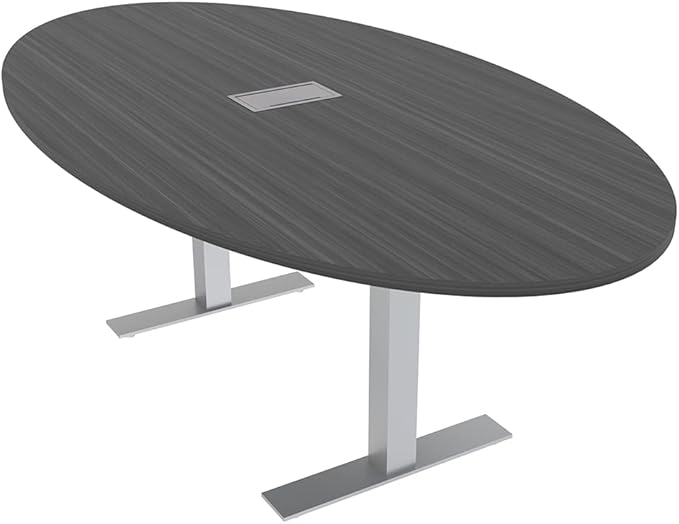 SKUTCHI DESIGNS INC. 6 Person Oval Conference Table with Data and Electric | Harmony Series | 4'X7' Table | Asian Night