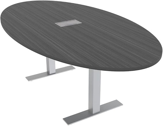 SKUTCHI DESIGNS INC. 6 Person Oval Conference Table with Data and Electric | Harmony Series | 4'X7' Table | Asian Night