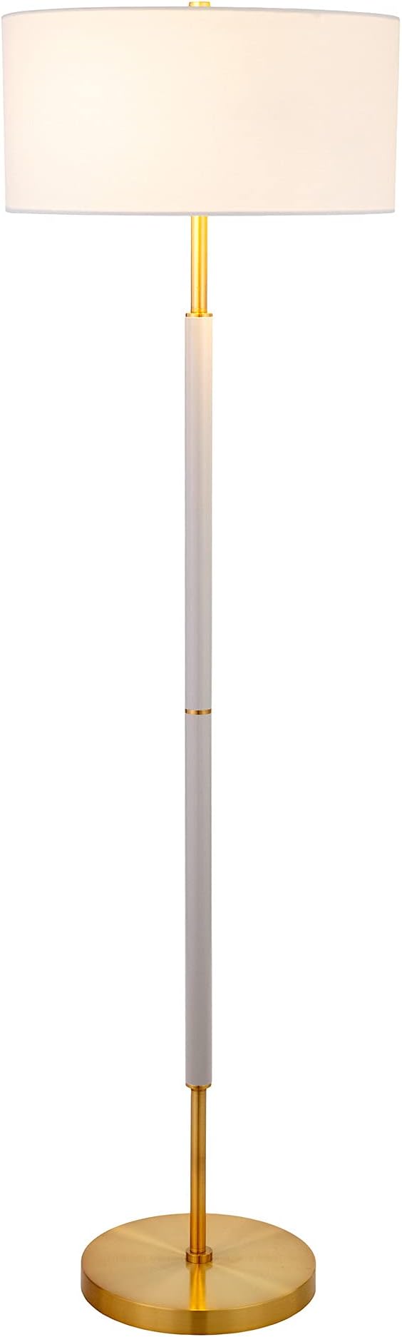 Henn&Hart 2-Light Floor Lamp with Fabric Shade in Cool Gray/Brass/White, Floor Lamp for Home Office, Bedroom, Living Room
