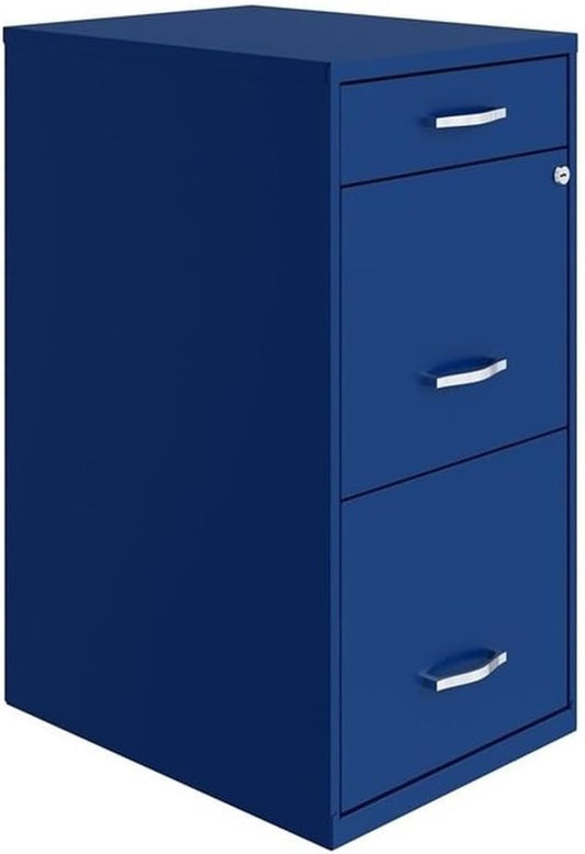 Pemberly Row 18" 3-Drawer Modern Metal Organizer File Cabinet in Blue