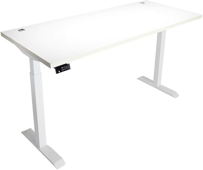 Lift It, 66"x30" Electric Height Adjustable Desk for Office or Home, Dual Motor and 4 Memory/USB Charging LED Control, Brite White Top and White Frame