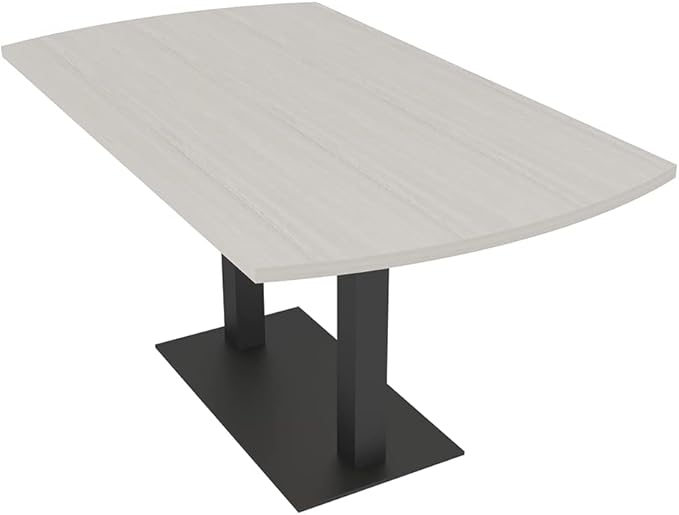 SKUTCHI DESIGNS INC. 6 Person Arc Rectangle Conference Table | Matte Black Metal T-Bases | Harmony Series Meeting Tables for Offices, Training Rooms, and Homes | Lakeland Salt - 48X72