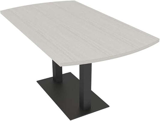 SKUTCHI DESIGNS INC. 6 Person Arc Rectangle Conference Table | Matte Black Metal T-Bases | Harmony Series Meeting Tables for Offices, Training Rooms, and Homes | Lakeland Salt - 48X72