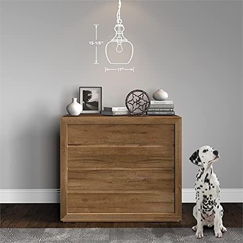 Henn&Hart 11" Wide Pendant with Glass Shade in Brushed Nickel/Clear, Pendant, Flush Mount Ceiling Light Fixture for Kitchen, Living Room