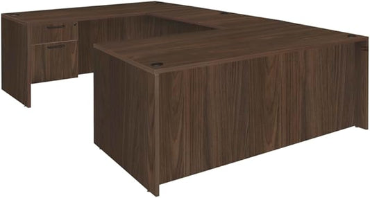 Regency Legacy 71 x 35 in. U Desk with Double Pedestal & 47 in. Bridge- Neo Walnut