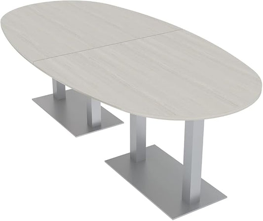 SKUTCHI DESIGNS INC. 8-Foot Conference Table with Metal Bases | Boat Oval Shape| Harmony Series | 8 Person | Lakeland Salt