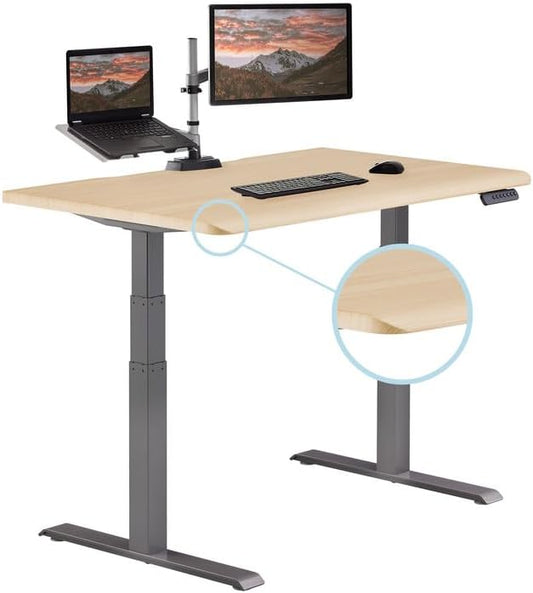 Vari ComfortEdge 48x30 Inch Electric Standing Desk – Height Adjustable Sit Stand VariDesk with Memory Presets, Sloped Edge, 220 LB Capacity + Tool-Free Assembly (Light Wood)