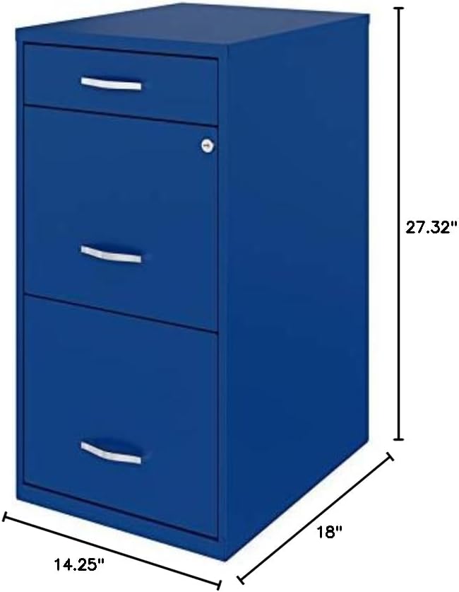 Pemberly Row 18" 3-Drawer Modern Metal Organizer File Cabinet in Blue