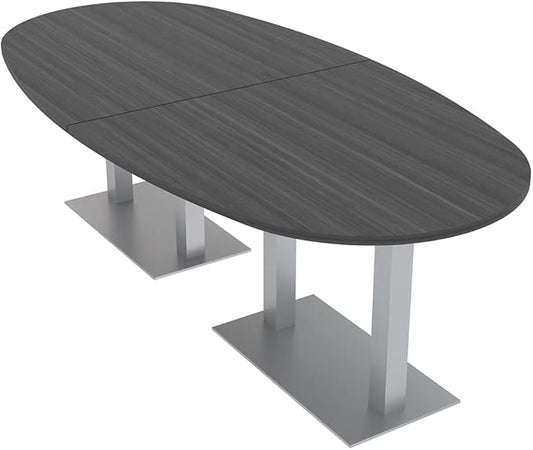 SKUTCHI DESIGNS INC. 8-Foot Conference Table with Metal Bases | Boat Oval Shape| Harmony Series | 8 Person | Asian Night