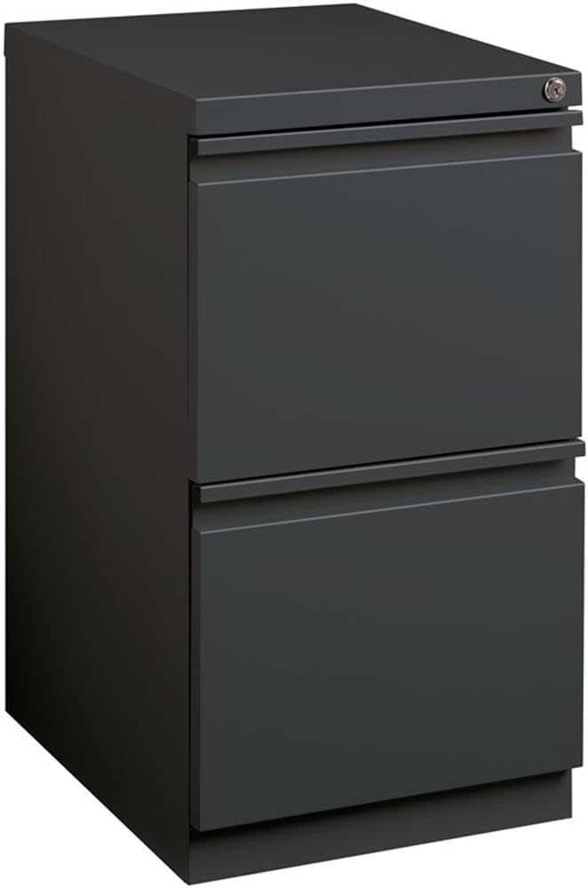 Pemberly Row 2 Drawers 27.75" Vertical Charcoal Metal Filing Cabinet Lockable Pre-Assembled Stationary Letter Size for Home, Office