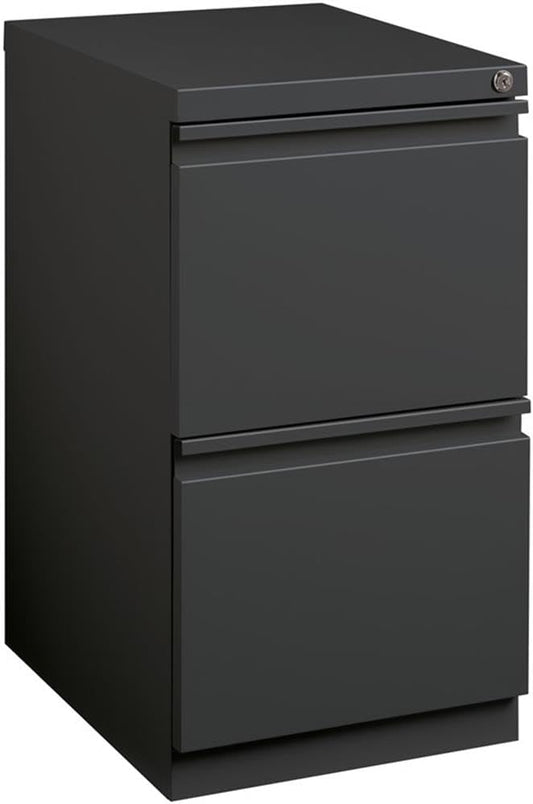 Pemberly Row 2 Drawers 27.75" Vertical Charcoal Metal Filing Cabinet Lockable Pre-Assembled Stationary Letter Size for Home, Office