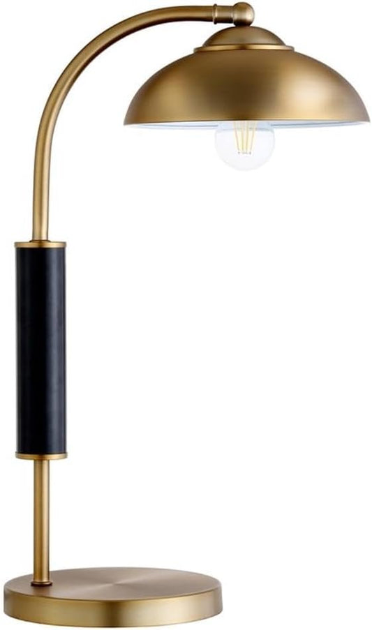 Henn&Hart 24" Tall Two-Tone Table Lamp with Metal Shade in Brass/Matte Black, for Home, Living Room, Bedroom, Entertainment Room, Office, Kitchen, Dining