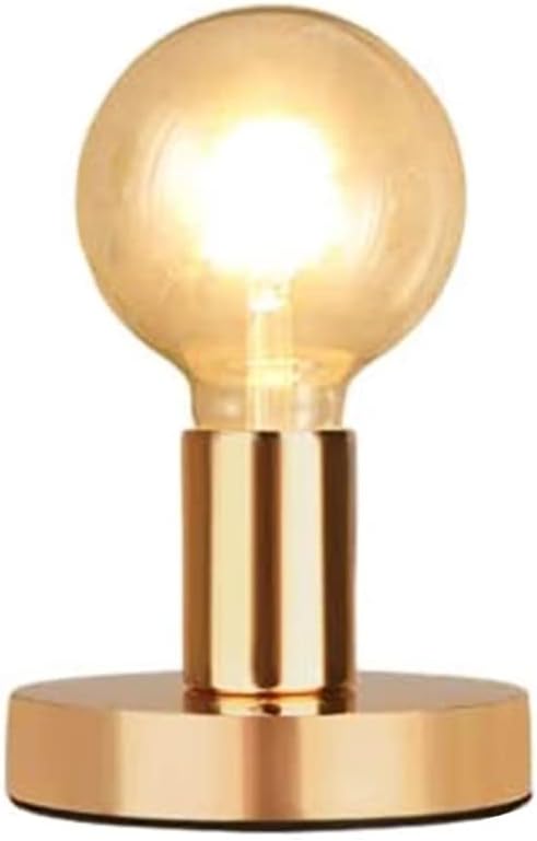 Industrial Table Lamp Base,Small Polished Metal Desktop Light Sockets Base Only,Vintage E26/E27 Edison Screw Light Bulb Holder Base,with 6ft Cord Switch Plug Bulb Base Holder（Golden）