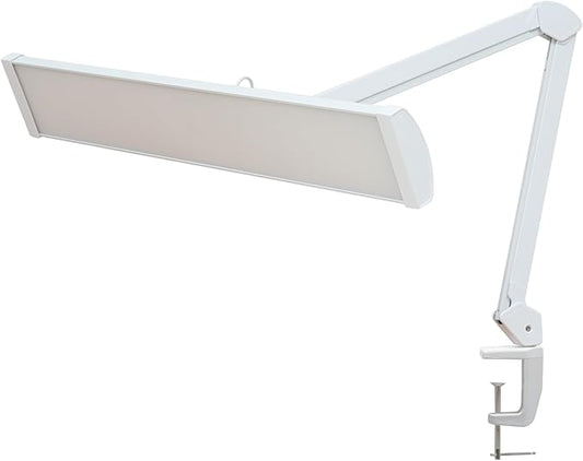 LED Architect Desk Lamp with Clamp, Metal Swing Arm 2300 Lumens Dimming Office Table Lamp for Task Work Drafting Reading Desktop, 180PCS Bright LEDs, 30W Workbench Lamp(White)