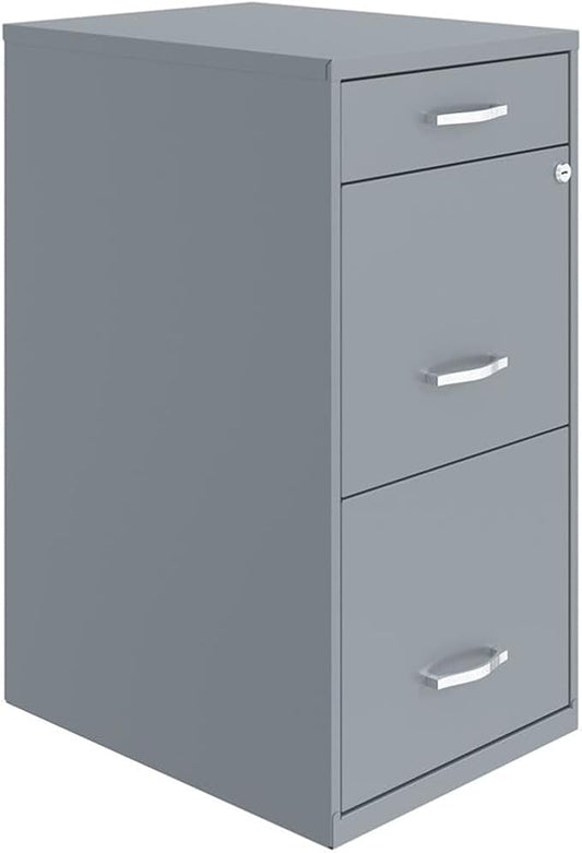 Pemberly Row 18" 3-Drawer Metal File Cabinet with Pencil Drawer in Gray
