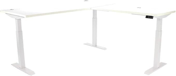 Lift It, Electric Sit Stand Height Adjustable 72"x30" I 48"x24" L Shape Office Desk for Office or Home, Dual Motor, 4 Memory Digital Control with USB Charging, White Top and Frame