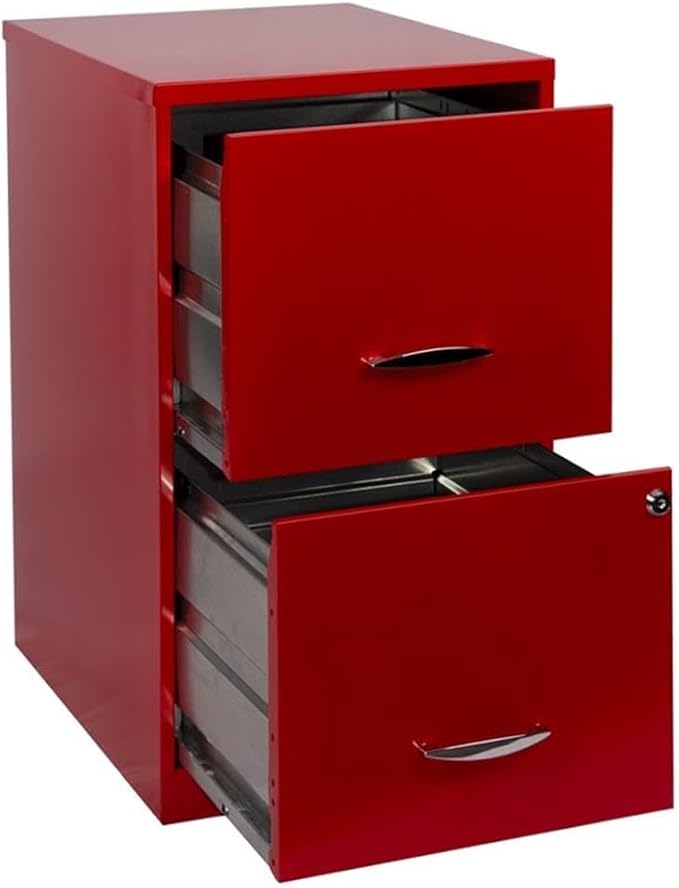 Pemberly Row 18" 2-Drawer Modern Metal File Cabinet in Lava Red
